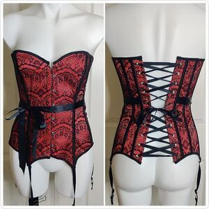 Adore Me scarlet boned tie waist corset sz S